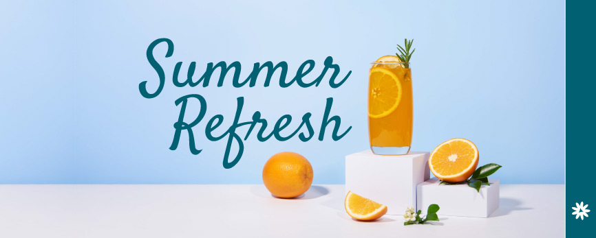 image of orange and orange juice for a blog about a summer refresh to your company's look
