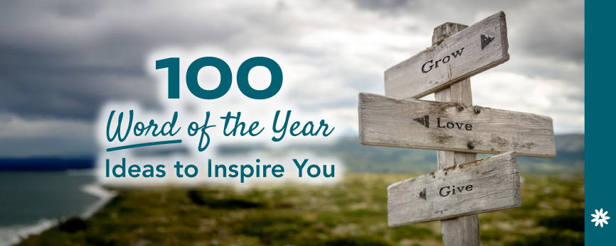 a directional sign for a blog post about word of the year ideas