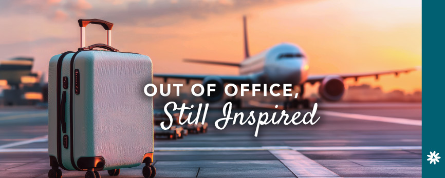suitcase and jet on a runway for a blog post about design abroad